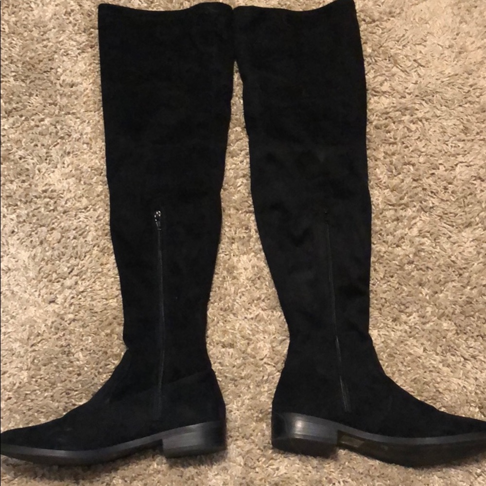 Suede black over the knee boots